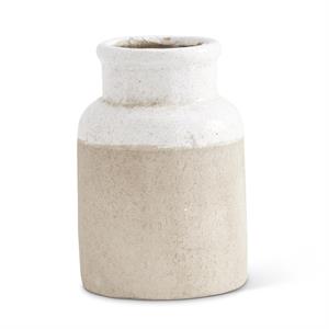 CERAMIC POTS W/LIGHT CREAM TOPS