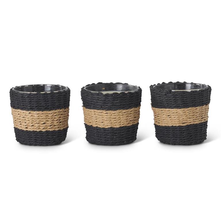 SOY CANDLES WITH WICKER SLEEVE BLACK