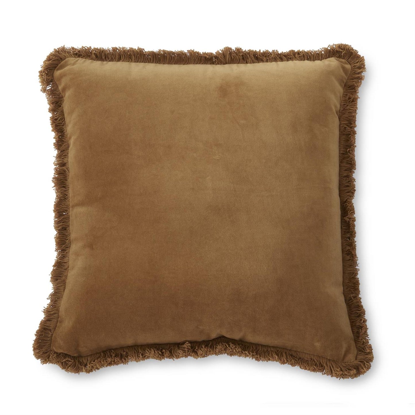 SQUARE SOFT GOLDENROD COTTON PILLOW W/FRINGE
