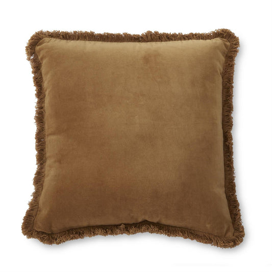 SQUARE SOFT GOLDENROD COTTON PILLOW W/FRINGE