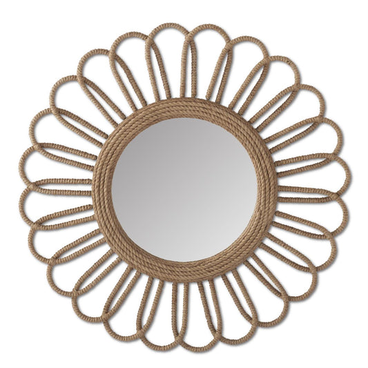 METAL JUTE WRAPPED LOOP FLOWER MIRROR