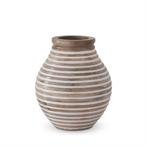 OVAL HORIZONTAL LINE CARVED WOOD VASES