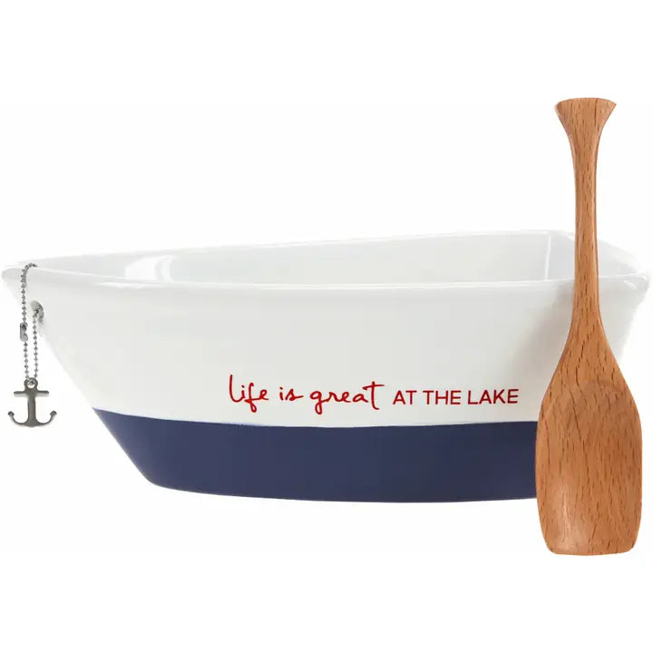 AT THE LAKE 7" BOAT SERVING DISH WITH OAR