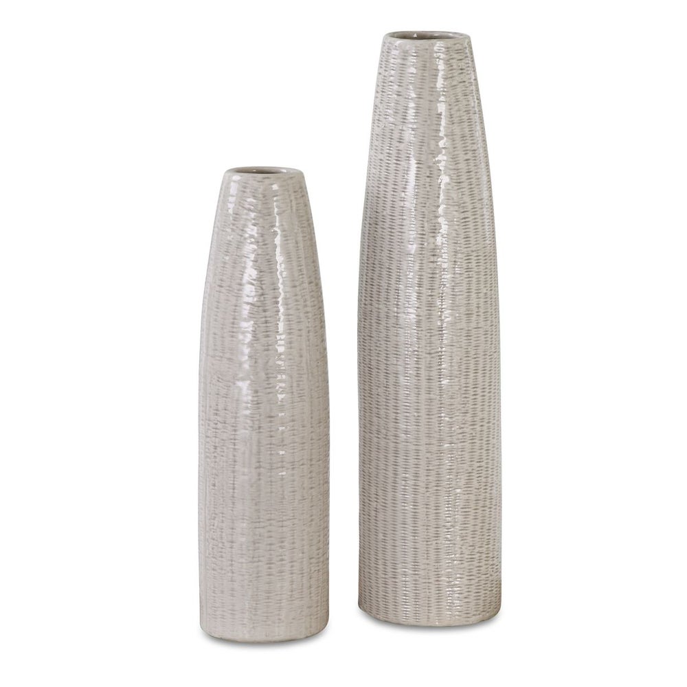 TEXTURED TALL VASES - SET OF 2