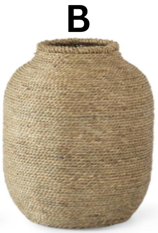 Metal Framed Woven Grass Vases