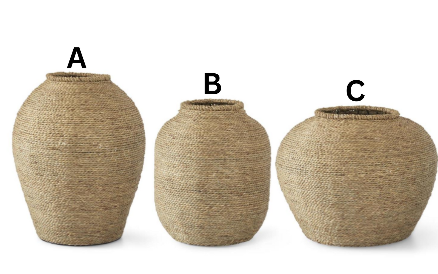 Metal Framed Woven Grass Vases