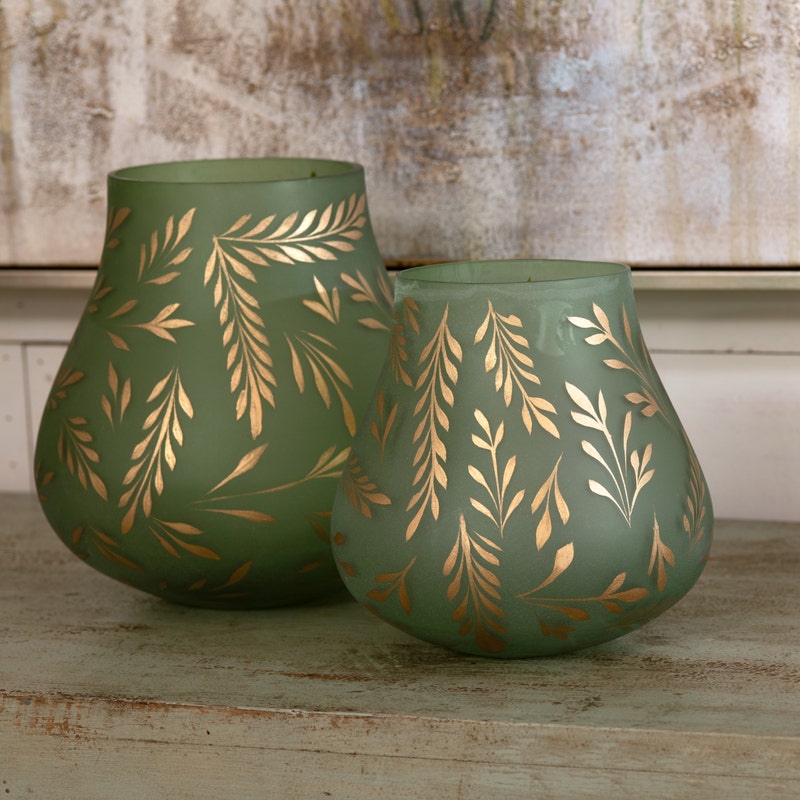LILA SAGE SATIN GLASS VASE