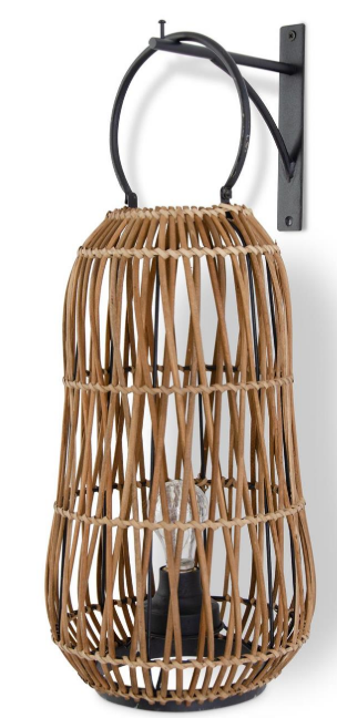 RATTAN BRACKET HANGING LED LANTERNS