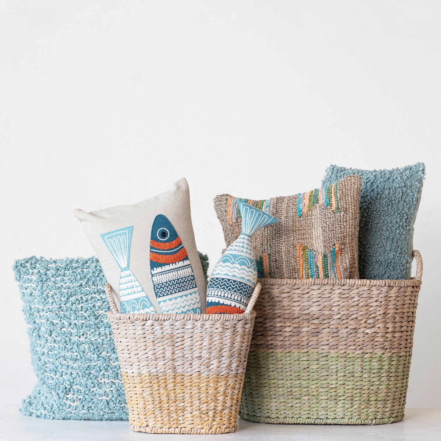 FISH CHAMBRAY LUMBAR PILLOW