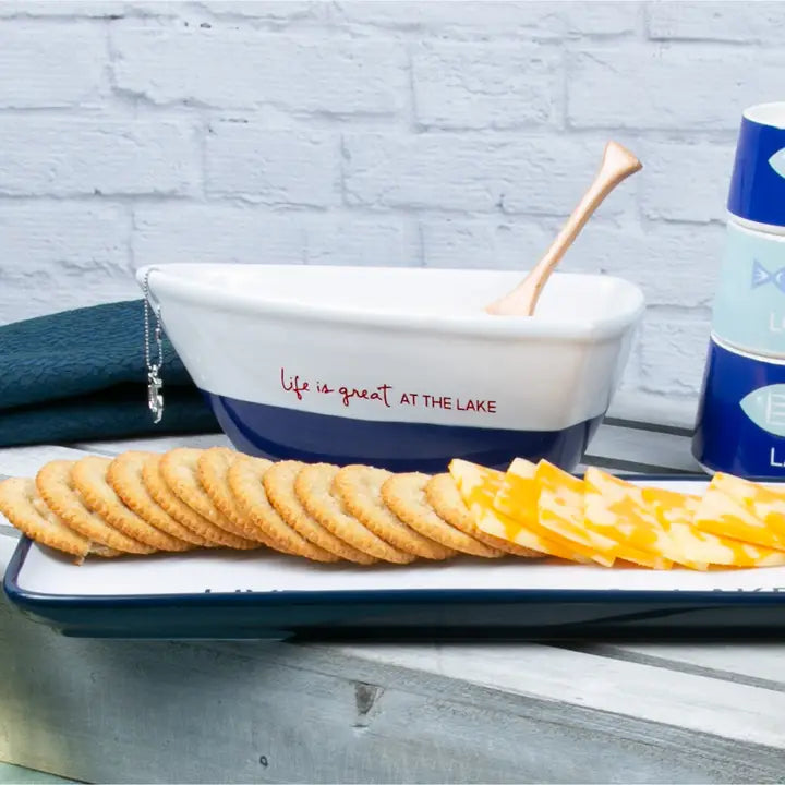 AT THE LAKE 7" BOAT SERVING DISH WITH OAR