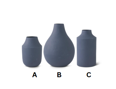 NAVY BLUE MATTE SMALL METAL VASES