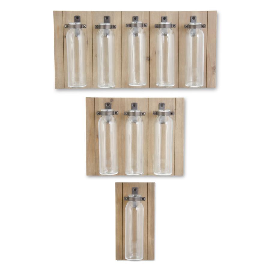 WOOD PLAQUE WITH GLASS BOTTLE