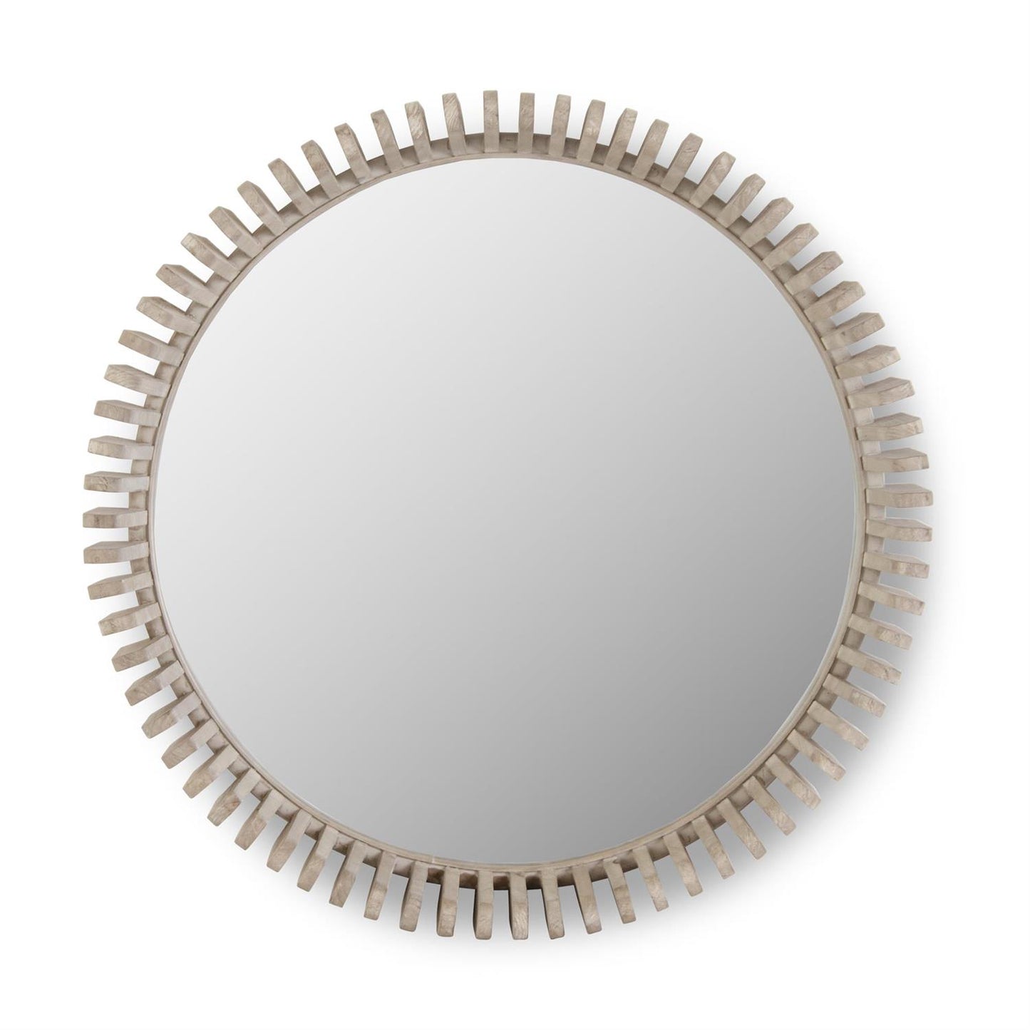 ROUND FIR WOOD SLAT FRAMED WALL MIRROR