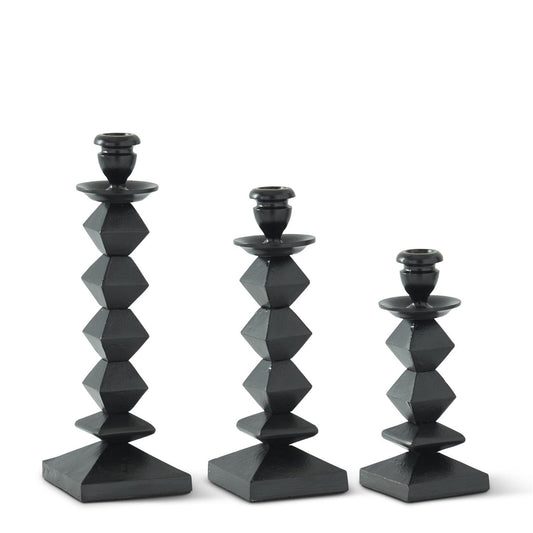 BLACK METAL MODERN CANDLEHOLDER