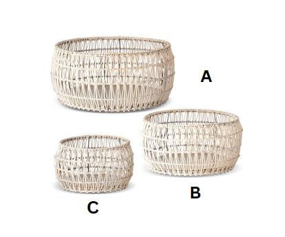 WHITE RATTAN ROUND NESTING BASKETS