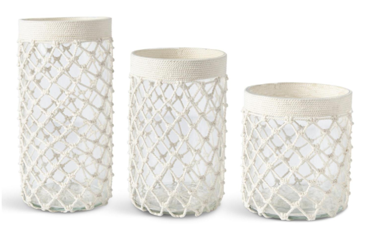 NAUTICAL KNOT ROPE GLASS HURRICANES