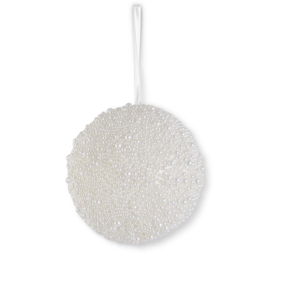 6" WHITE PEARL BEADED ORNAMENT