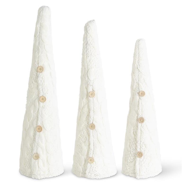 WHITE CABLE KNIT CONE TREE