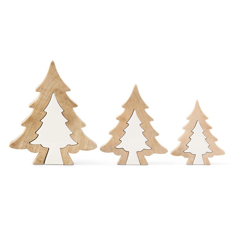 WHITE ENAMELED WOODEN TREES