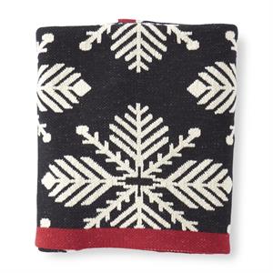 BLACK & WHITE KNIT SNOWFLAKE THROW BLANKET