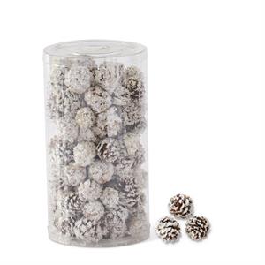 GLITTERED FLOCKED MINI BROWN PINCONES