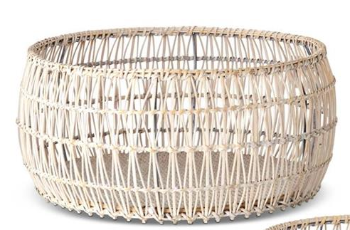 WHITE RATTAN ROUND NESTING BASKETS