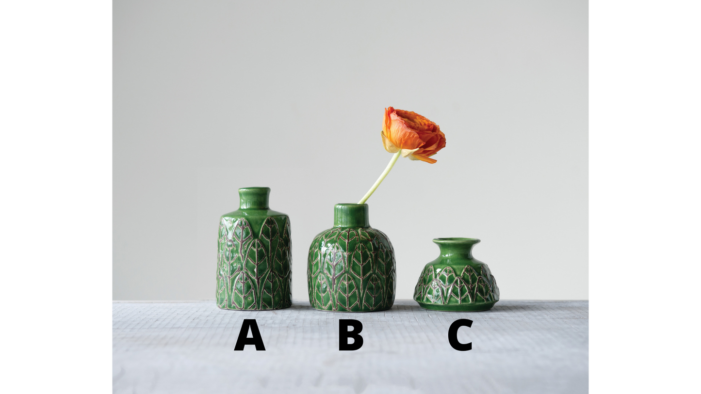 EMBOSSED STONEWARE VASE