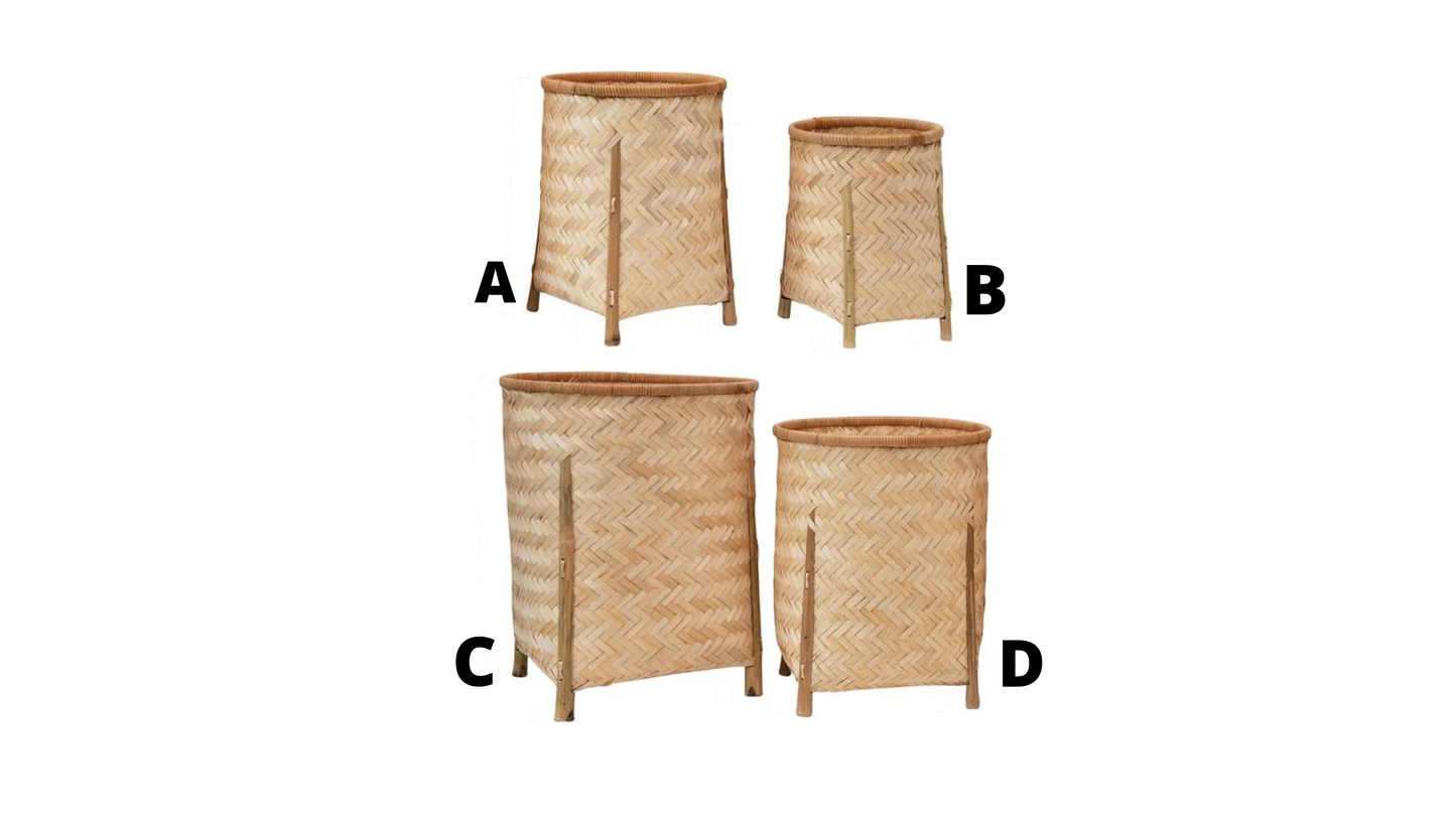 BAMBOO BASKETS WITH LEGS