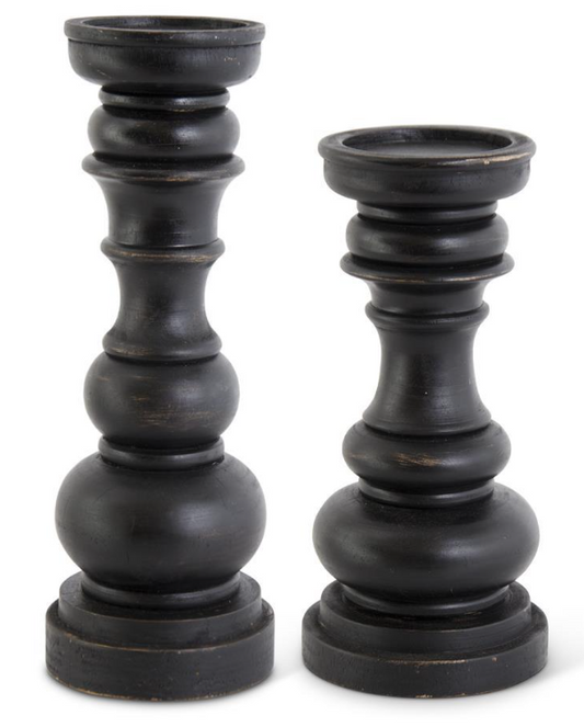 BLACK PILLAR CANDLEHOLDERS
