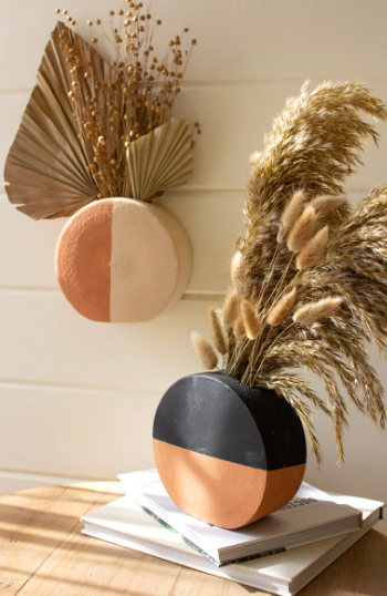DIPPED CLAY CIRCLE WALL PLANTERS