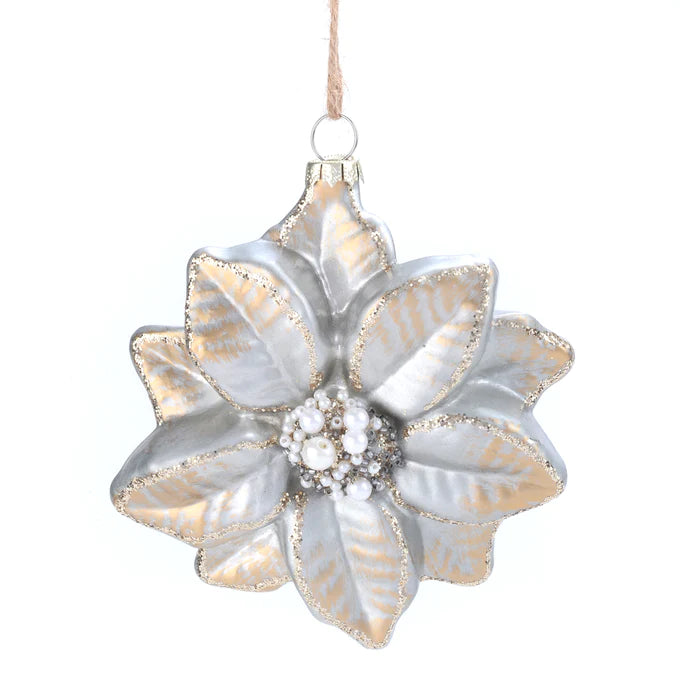 GLASS POINSETTIA ORNAMENT