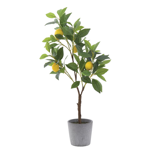 FAUX LEMON TREE IN CEMENT POT