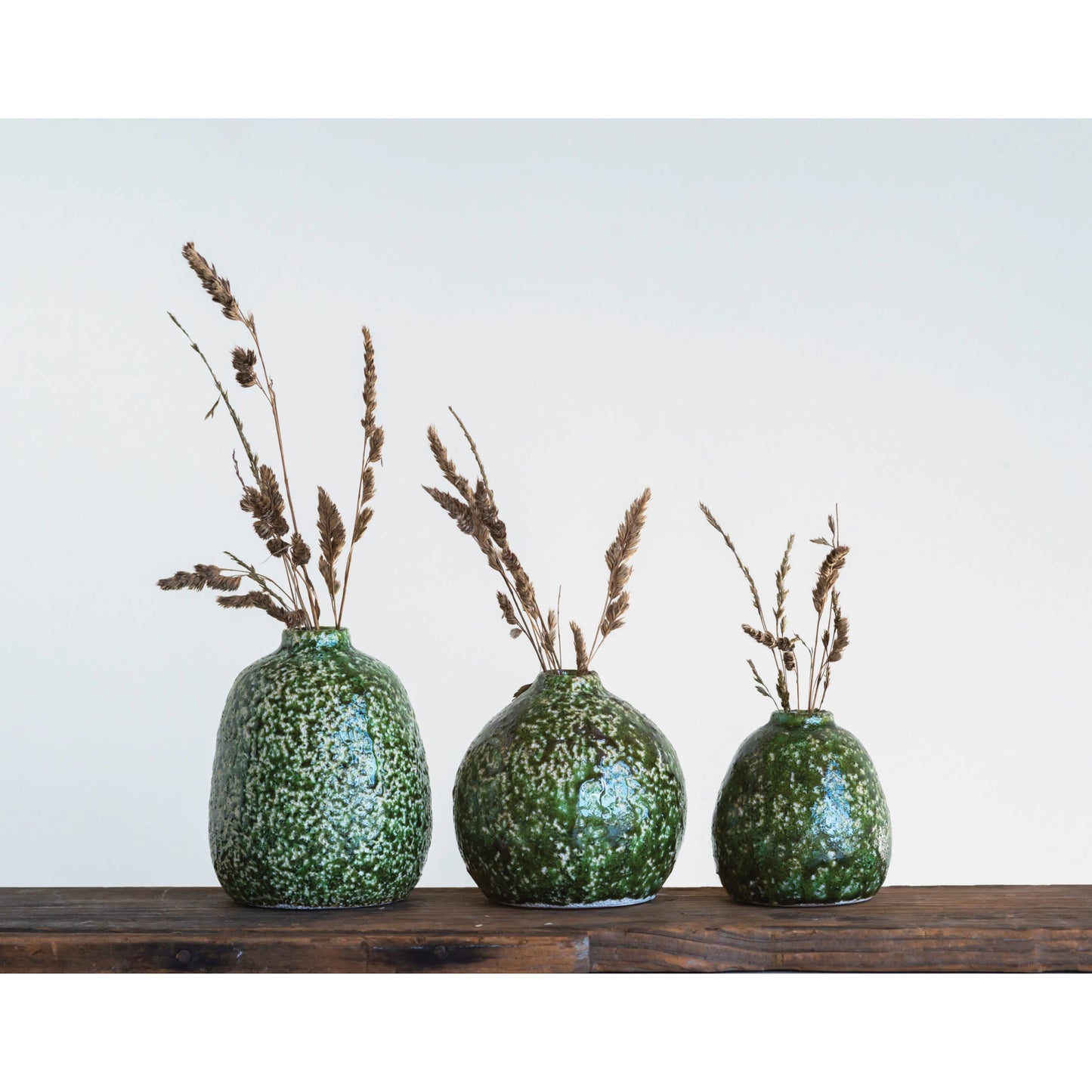 GREEN DISTRESSED TERRACOTTA VASES