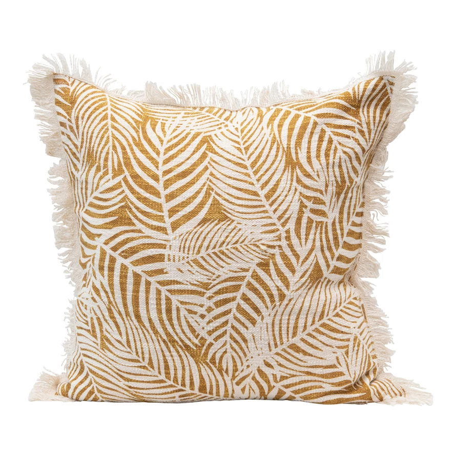 COTTON SLUB PILLOW WITH PALM PATTERN