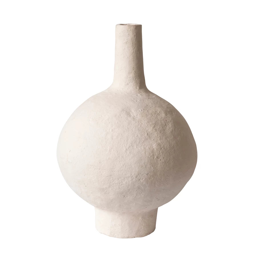 CREAM PAPER MACHE VASE