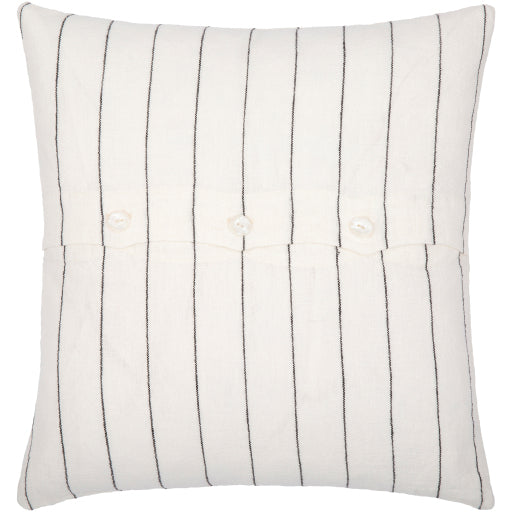 LINEN STRIPED BUTTON PILLOW