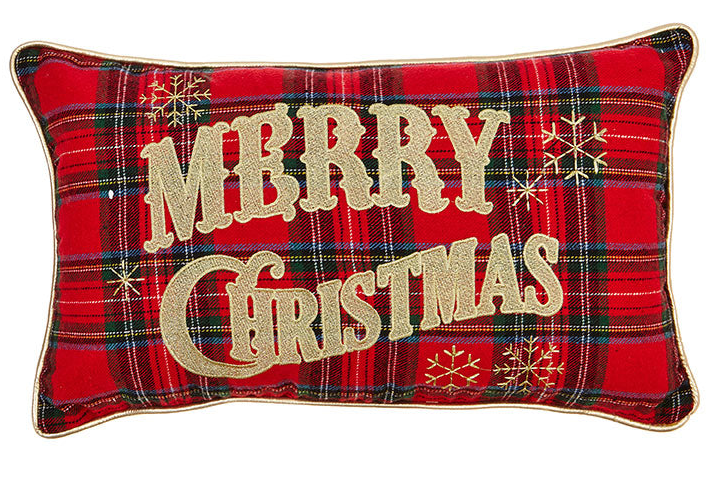 MERRY CHRISTMAS PLAID PILLOW