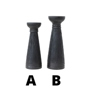 ALBASIA WOOD RIBBED CANDLE HOLDER