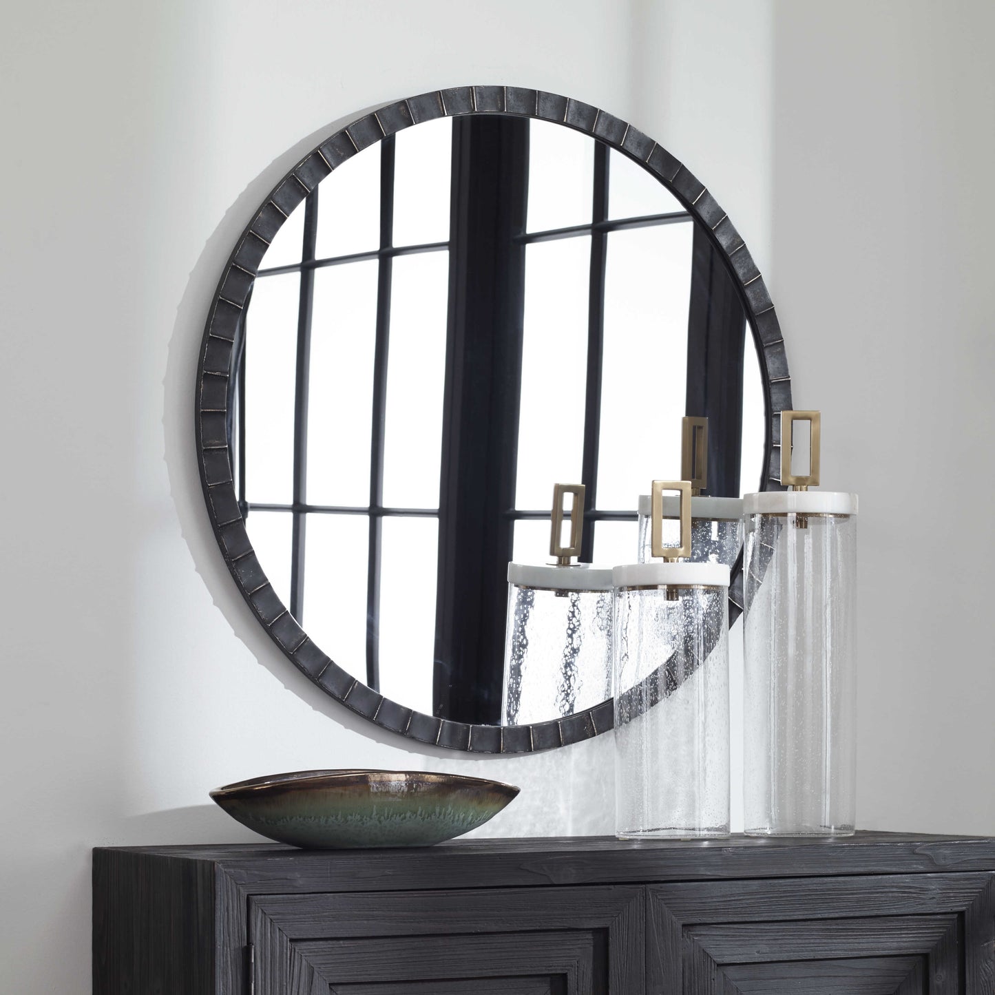 DANDRIDGE ROUND MIRROR, BLACK