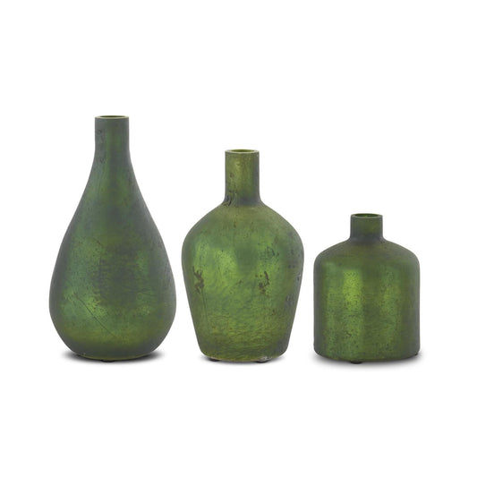 ANTIQUE GREEN MATTE VASES