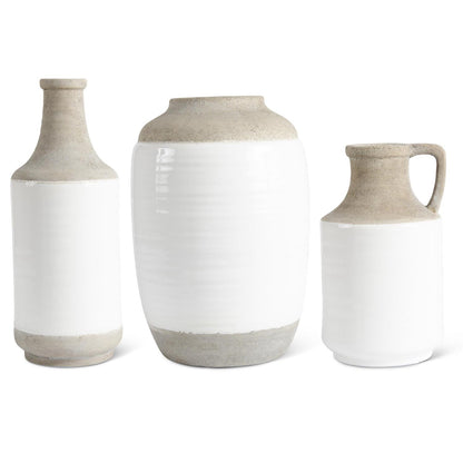 WHITE AND NATURAL STONE VASES