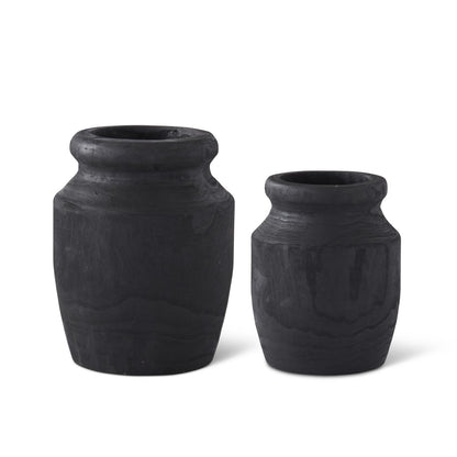 BLACK WOOD VASES