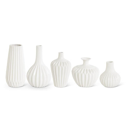 WHITE ACCORDIAN VASES