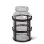 TEXTURED GLASS JARS IN METAL CAGE