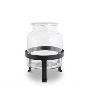 GLASS JAR ON METAL STAND