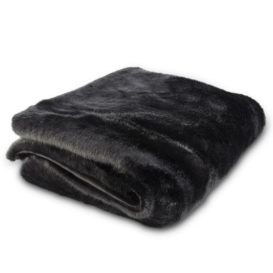 BLACK FAUX FUR BLANKET