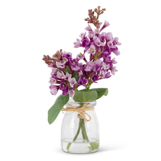 PURPLE LILAC IN GLASS VASE