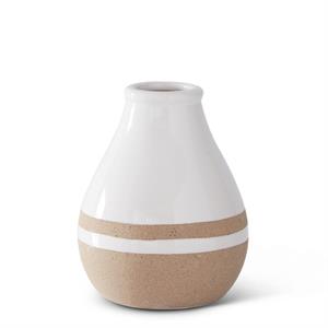 WHITE CERAMIC JUGS WITH TAN STRIPE