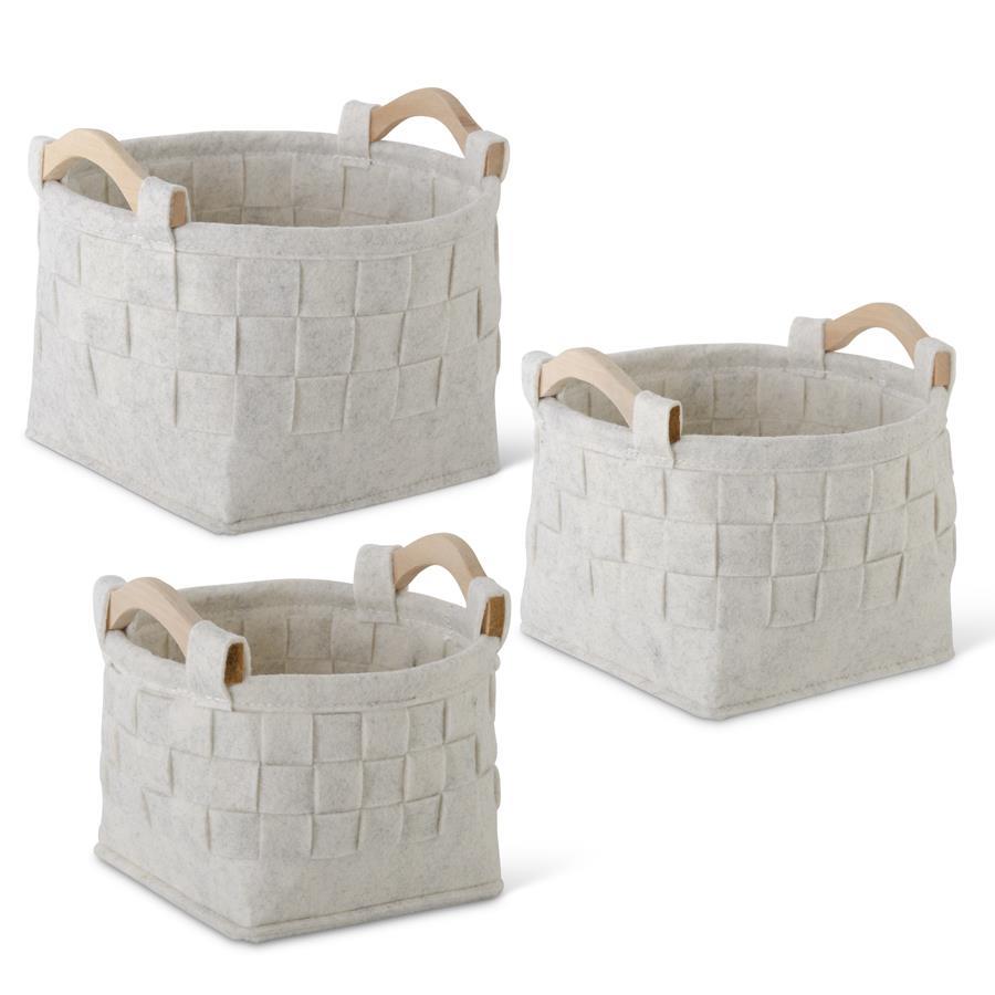 WOVEN CREAM FELT BASKETS