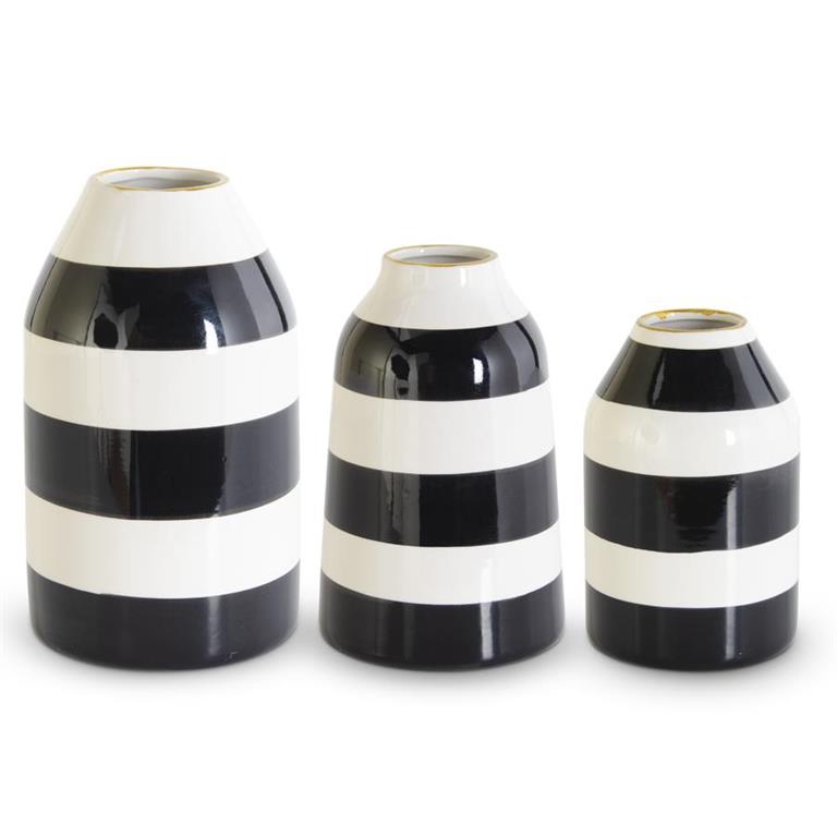 BLACK & WHITE STRIPED VASES